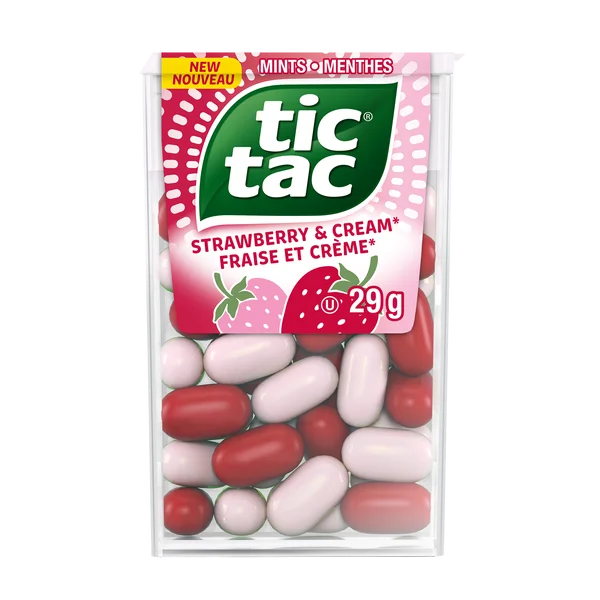 Strawberry and Cream - 4 Cases x 12 Packs x 29 g - Tic Tac - Canadian Distribution - Ships Free Within Canada on Orders Above CAD $199