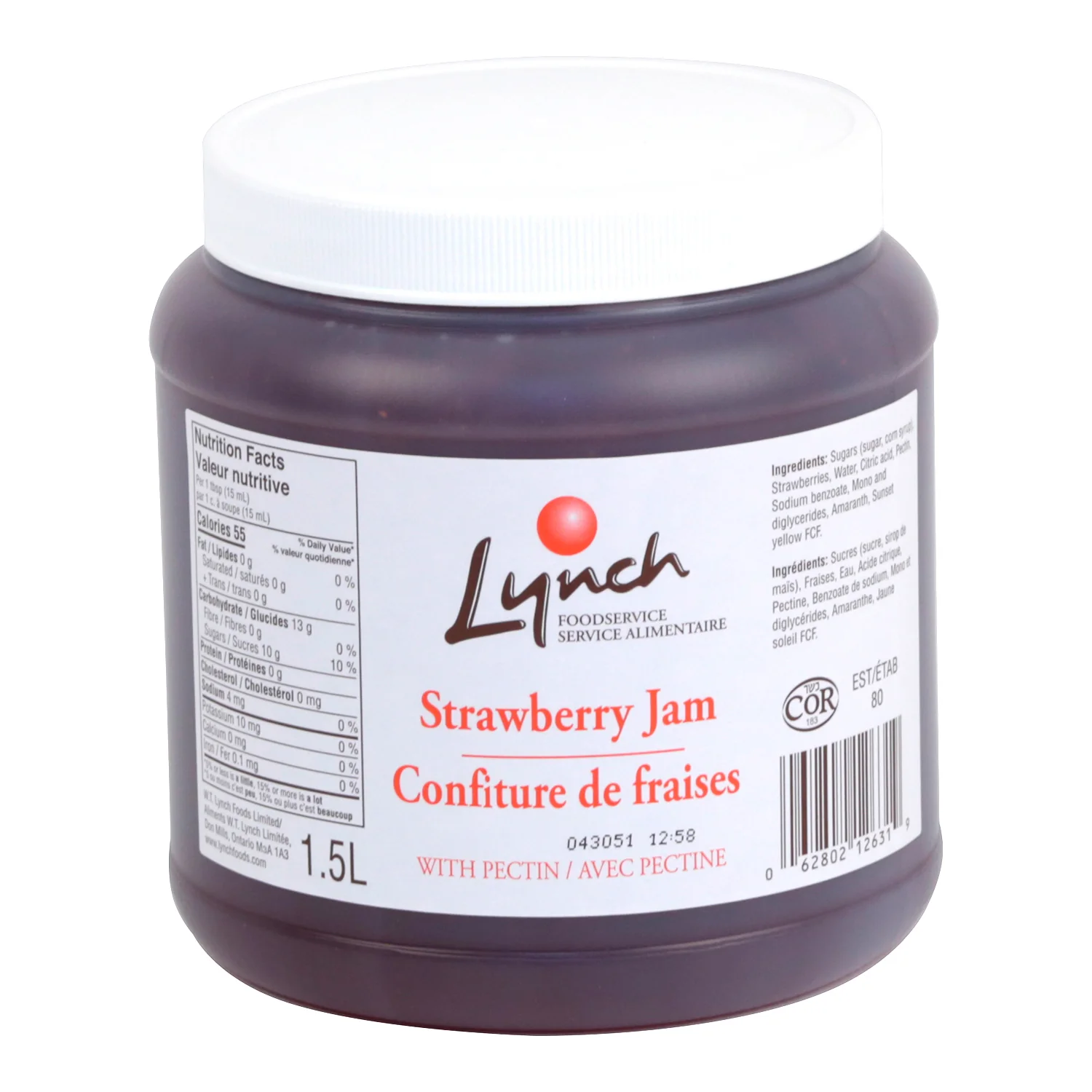 Strawberry Jam With Pectin - 1.5 L (Case = 6 x 1.5 L) - Lynch - Baking Mixes and Ingredients - Canadian Distribution - Ships Free Within Canada on Orders Above CAD $199