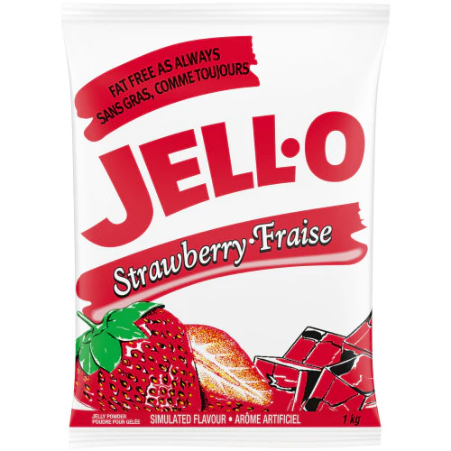 Strawberry - JELL-O Gelatin - Jelly Powder - Dessert Mix - 2 x 1kg/Case - Ships Free Within Canada on Orders Above CAD $199