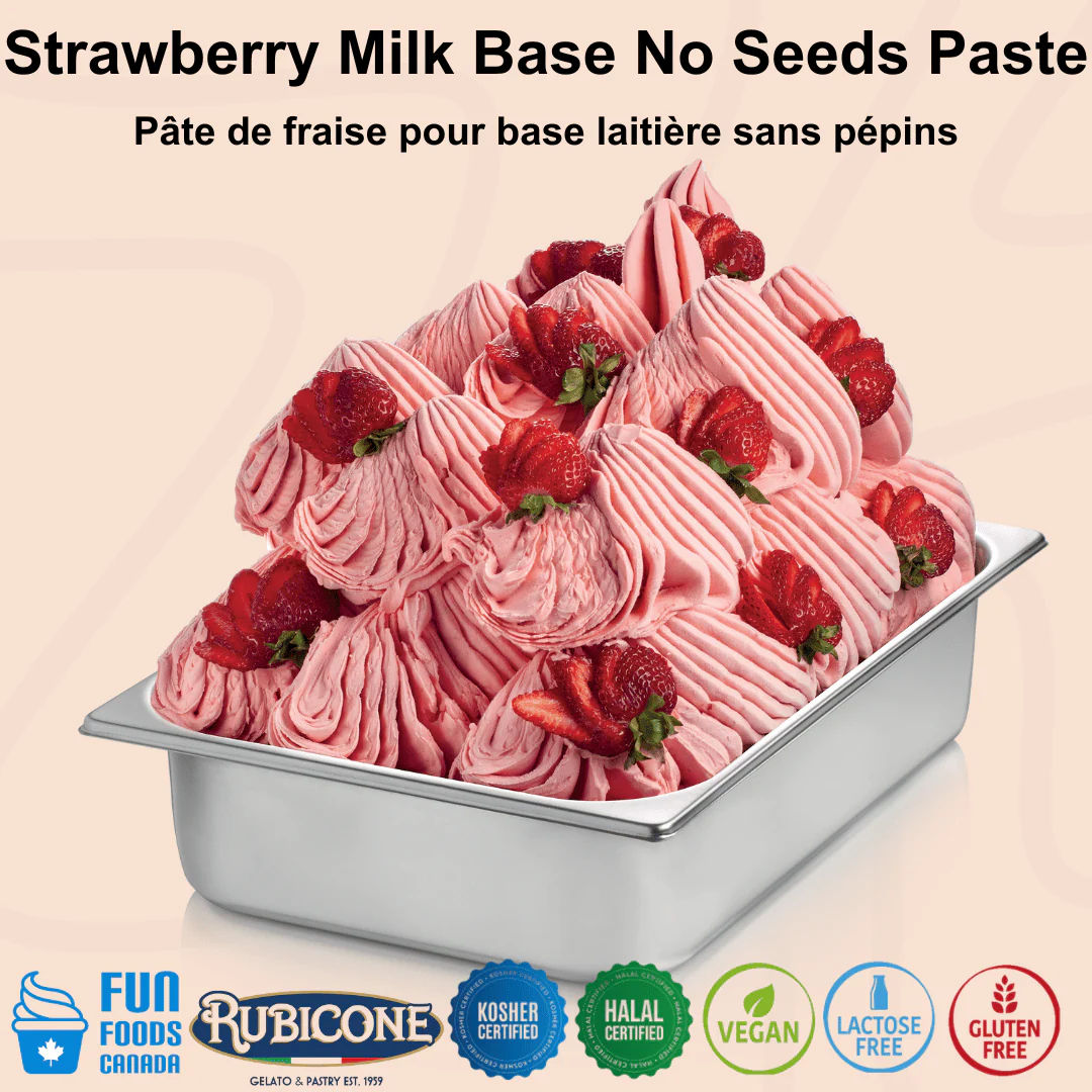 "PRE-ORDER" Strawberry Milkbase No Seeds Paste - Fruit Gelato Pastes - Case of 2 x 3 KG Buckets - Rubicone Canada - Ships Free Within Canada on Orders Above CAD $199
