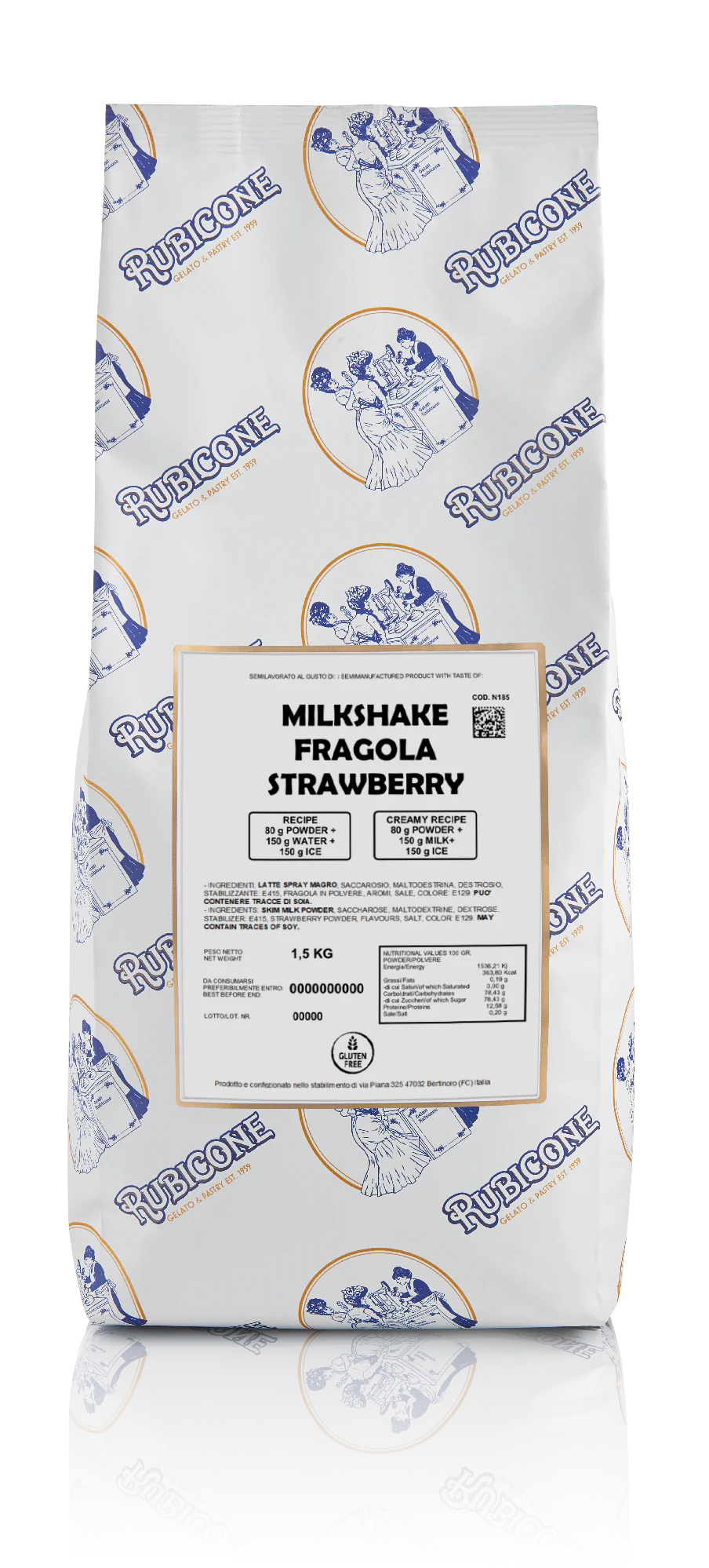 "PRE-ORDER" Strawberry Milkshake Mix - Case of 4 x 1.5 KG bags - Rubicone Canada - Ships Free Within Canada on Orders Above CAD $199