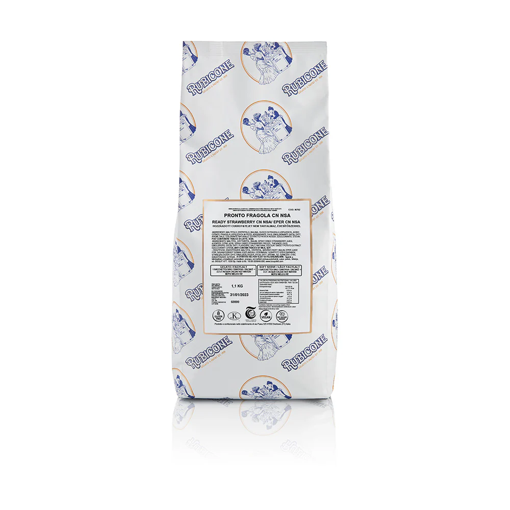 "PRE-ORDER" Strawberry NSA Ready Fruit - Fit Gelato - Ready Base for Soft Serve and Gelato - Case of 10 x 1.1 KG bags - Rubicone Canada - Ships Free Within Canada on Orders Above CAD $199