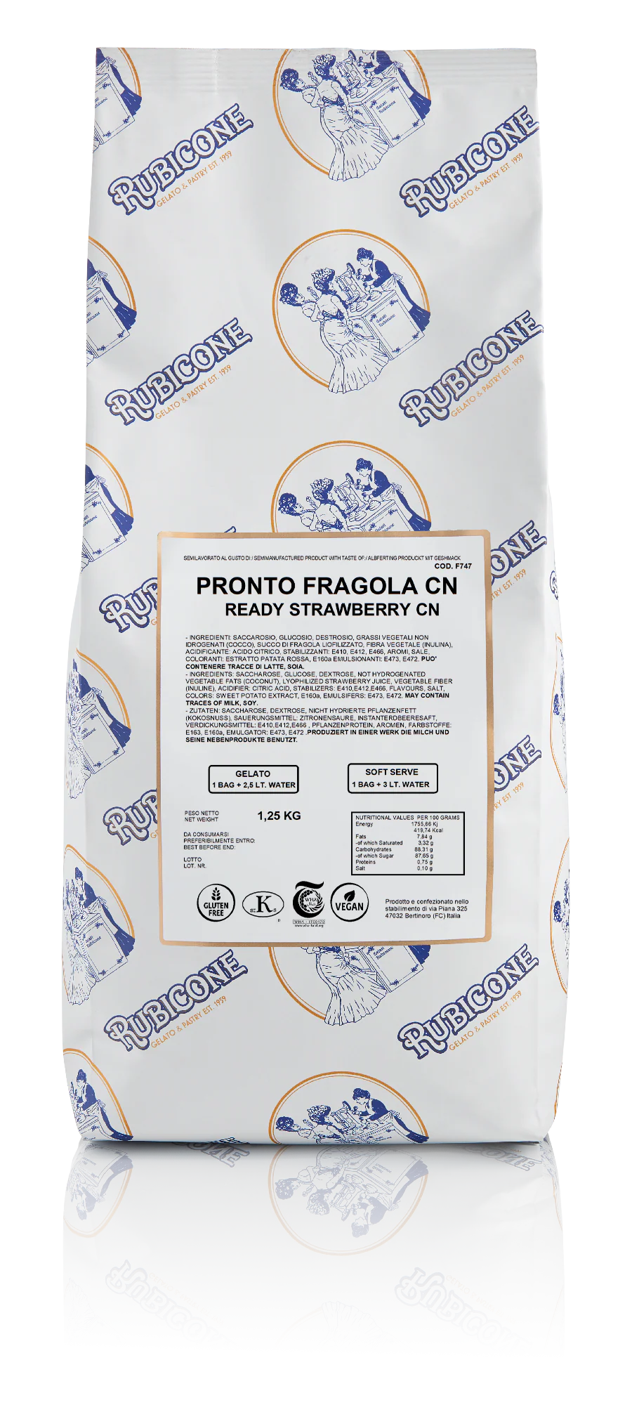 Strawberry Ready Fruit - Ready Base for Gelato & Soft Serve - Case of 6 x 1.25 KG bags - Rubicone Canada - Ships Free Within Canada on Orders Above CAD $199 - Image 3