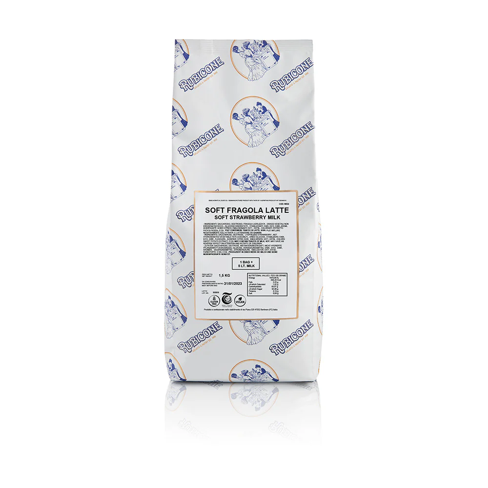 "PRE-ORDER" Strawberry Soft Serve Mix - Mix with milk - Case of 10 x 1.5 KG bags - Rubicone Canada - Ships Free Within Canada on Orders Above CAD $199