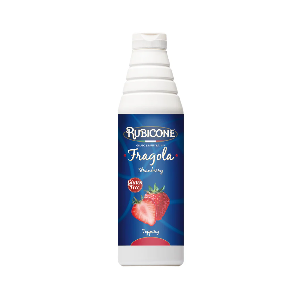 "PRE-ORDER" Strawberry Topping - 1 KG Squeeze Bottle - Rubicone Canada - Ships Free Within Canada on Orders Above CAD $199