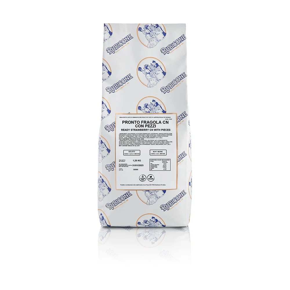 "PRE-ORDER" Strawberry (with pieces) Ready Fruit - Ready Base for Gelato - Case of 6 x 1.25 KG bags - Rubicone Canada - Ships Free Within Canada on Orders Above CAD $199