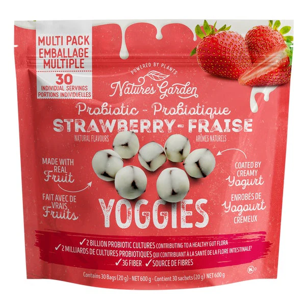 Strawberry Yoggies - 4 Bags x 30 Packs x 20 g - Nature's Garden - Canadian Distribution - Ships Free Within Canada on Orders Above CAD $199