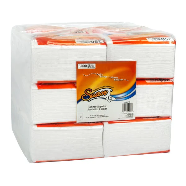 Suave 1-ply Dinner Napkins - 12 packs of 250  - Disposables, Restaurant Packaging and Take-Out Supplies - Canadian Distribution - Ships Free Within Canada on Orders Above CAD $199 - Image 2
