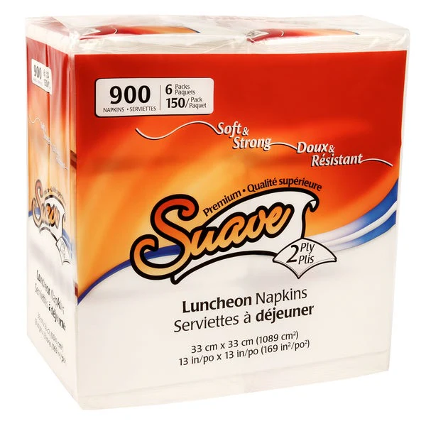 Suave 2-ply Virgin Luncheon Napkins - 6 packs of 150  - Disposables, Restaurant Packaging and Take-Out Supplies - Canadian Distribution - Ships Free Within Canada on Orders Above CAD $199