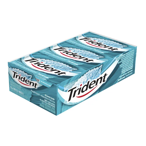 Sugar-free Freshmint Gum - 4 Cases x 12 Packs x 14 Pieces - Trident - Canadian Distribution - Ships Free Within Canada on Orders Above CAD $199 - Image 2