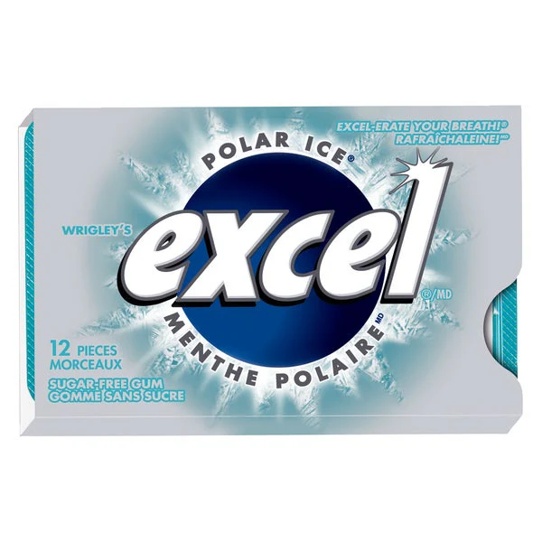 Sugar-free Polar Ice Gum - 4 Cases x 12 Packs x 12 Pieces - Excel - Canadian Distribution - Ships Free Within Canada on Orders Above CAD $199