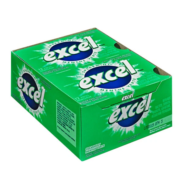 Sugar-free Spearmint Gum - 4 Cases x 12 Packs x 12 Pieces - Excel - Canadian Distribution - Ships Free Within Canada on Orders Above CAD $199 - Image 2