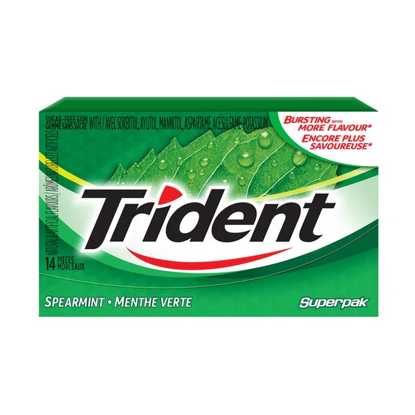 Sugar-free Spearmint Gum - 4 Cases x 12 Packs x 14 Pieces - Trident - Canadian Distribution - Ships Free Within Canada on Orders Above CAD $199