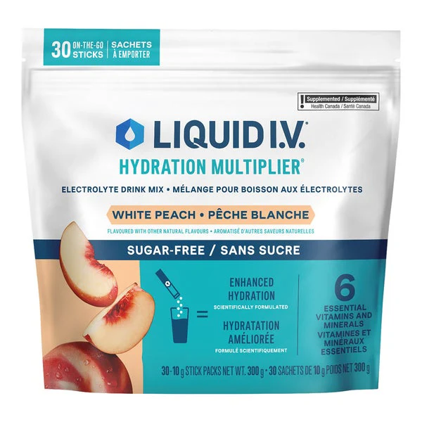 Sugar Free White Peach - 30 x 10g - Liquid I.V. - Health and Wellness - Canadian Distribution - Ships Free Within Canada on Orders Above CAD $199