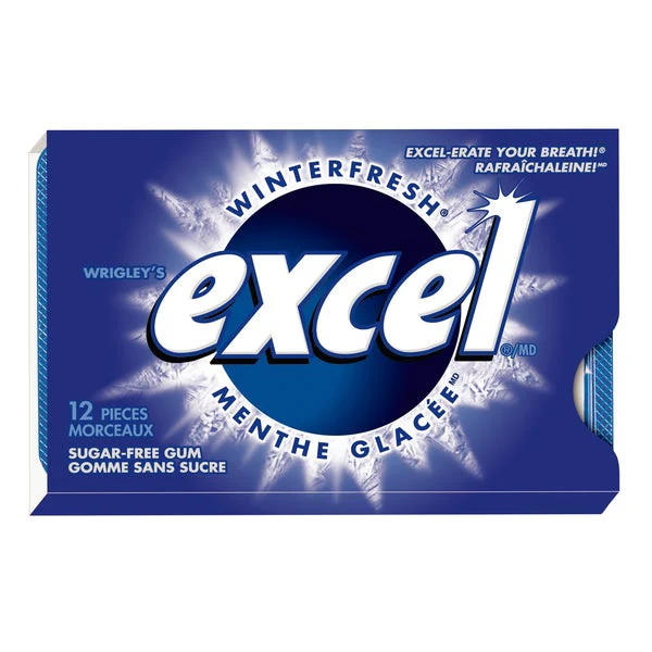 Sugar-free Winterfresh Gum - 4 Cases x 12 Packs x 12 Pieces - Excel - Canadian Distribution - Ships Free Within Canada on Orders Above CAD $199