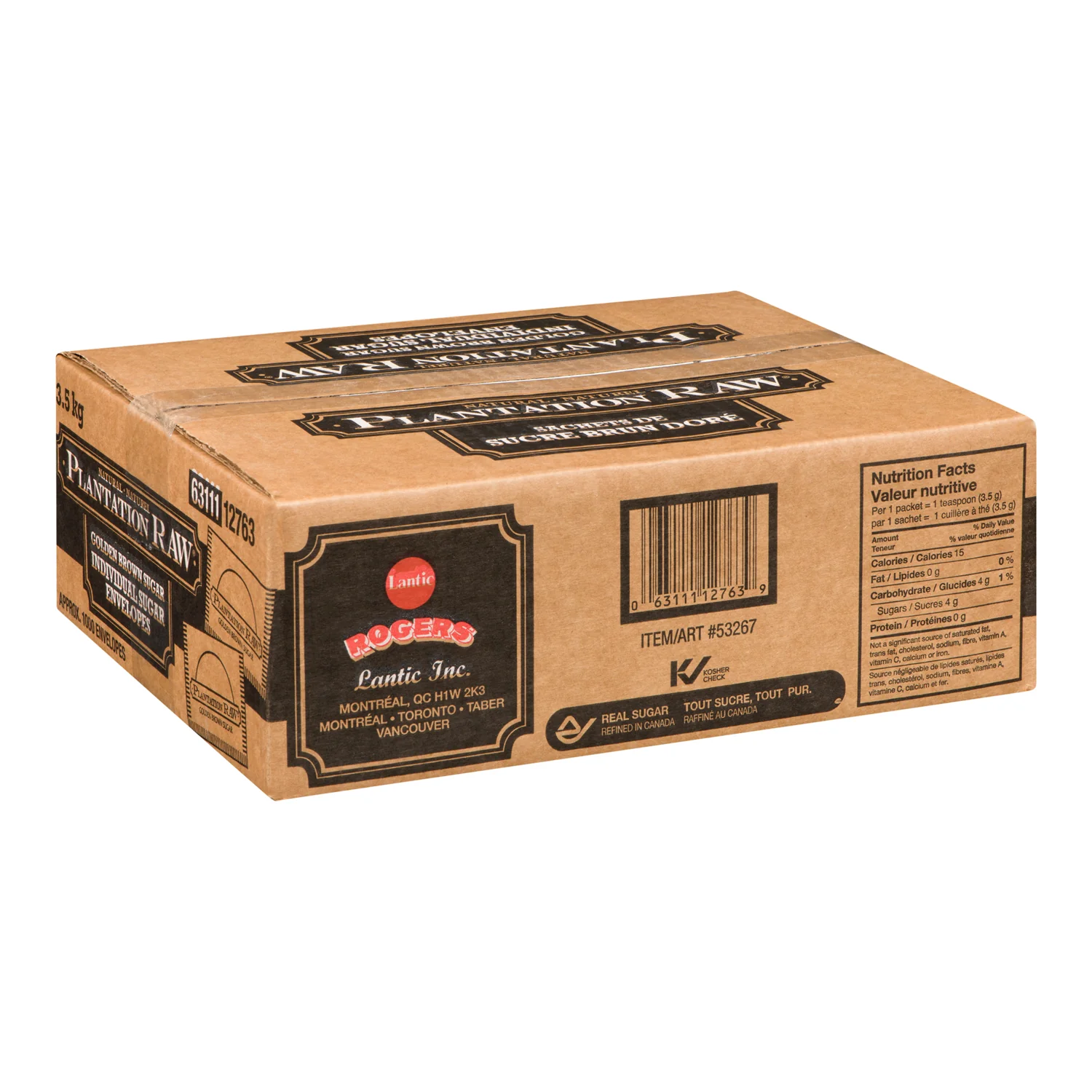 Sugar Packet Brown Raw 1000 ct. - 1 x 1000 count - Plantation - Restaurant and Foodservice Ingredients - Canadian Distribution - Ships Free Within Canada on Orders Above CAD $199 - Image 2