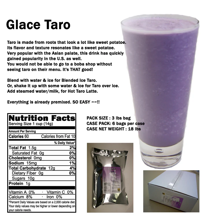 Taro 4 in 1 Mix for Bubble Tea, Smoothies, Lattes and Frappes, 3 lbs. Bag (Case 6 x 3 lbs. Bags)  - Ships Free Within Canada on Orders Above CAD $199 - Image 2
