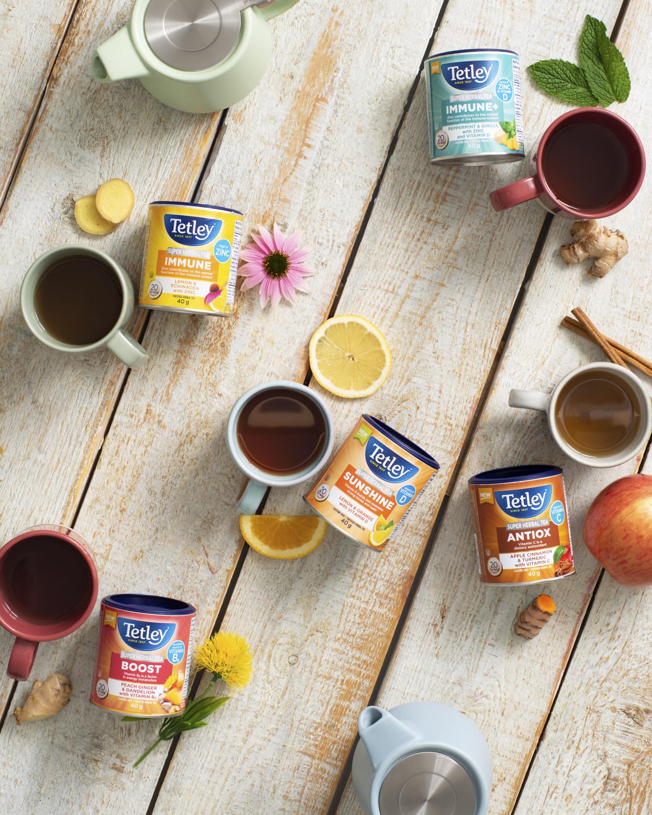 Tetley Super Herbal Antiox Apple Cinnamon & Turmeric Tea – 6 Pack (120 Tea Bags) - Canadian Distribution - Ships Free Within Canada on Orders Above CAD $199 - Image 2