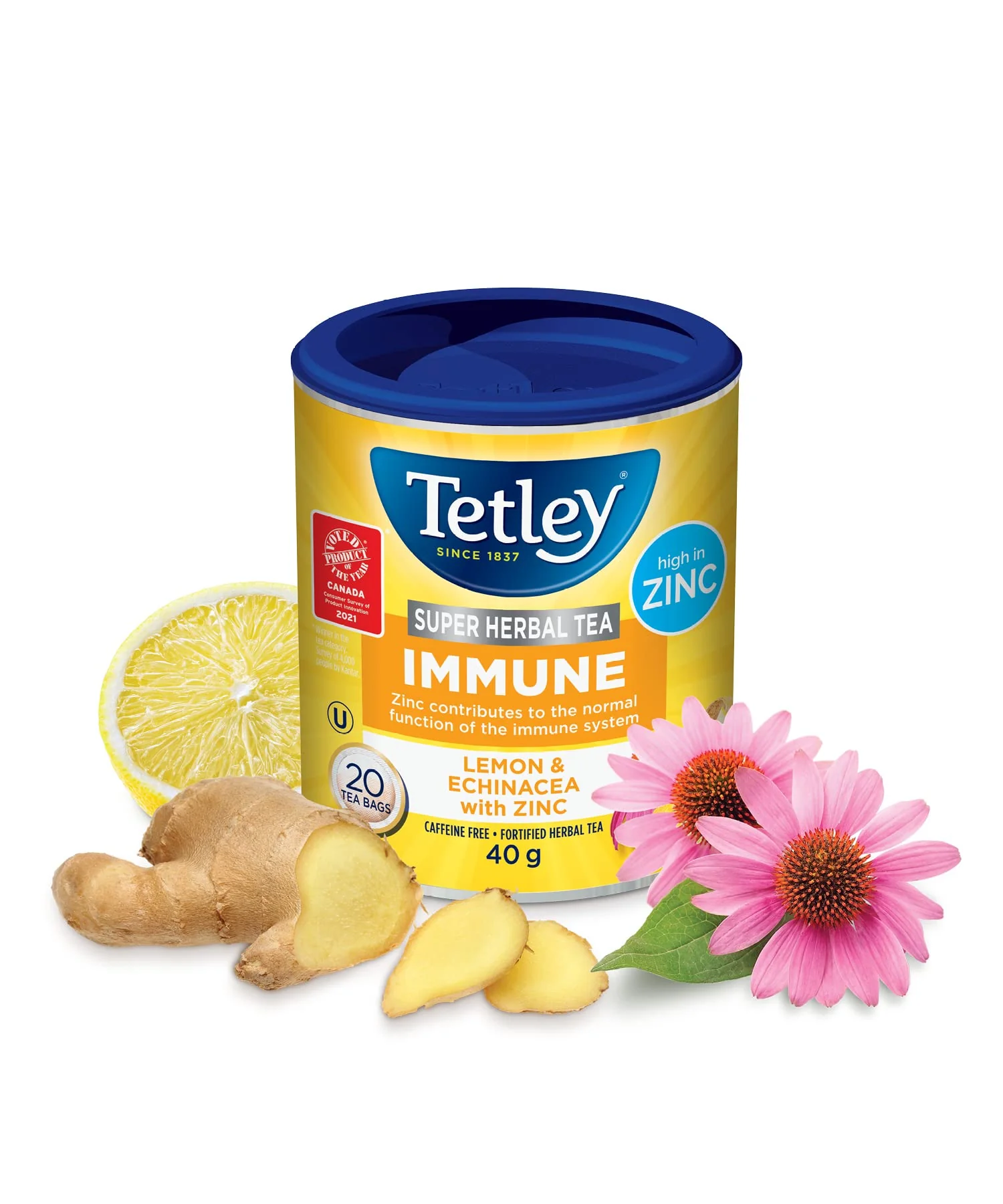Tetley Super Herbal Tea Lemon & Echinacea - 6 Pack (120 Tea Bags Total) - Canadian Distribution - Ships Free Within Canada on Orders Above CAD $199 - Image 5