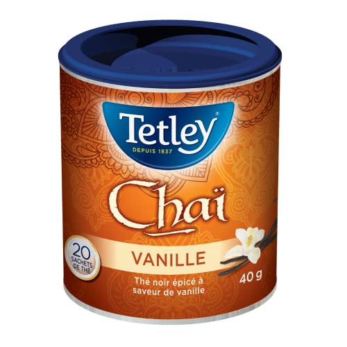 Tetley Vanilla Chai Black Tea – Spiced Blend with Vanilla, 20 Tea Bags per Box, 40g, Caffeinated, Kosher Certified – 6-Pack Bundle - Canadian Distribution - Ships Free Within Canada on Orders Above CAD $199 - Image 2