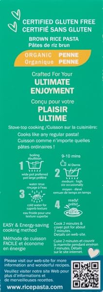 TINKYADA Organic Brown Rice Penne Pasta, 2 x 340g - Canadian Distribution - Ships Free Within Canada on Orders Above CAD $199 - Image 2