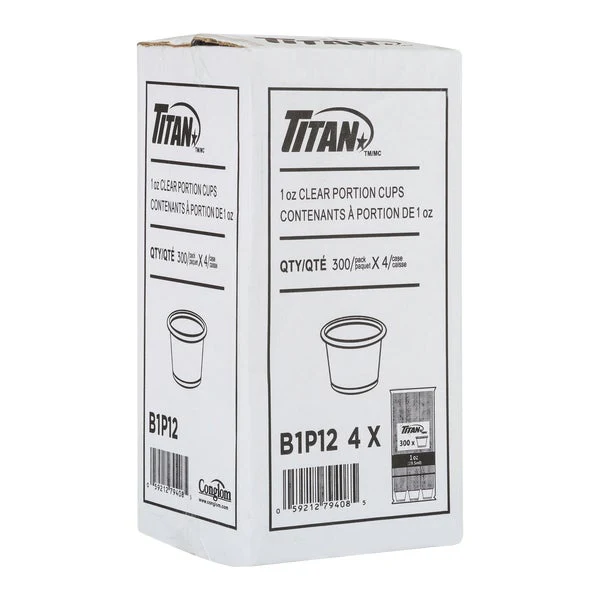 Titan 1 oz Clear Plastic Portion Cups - 4 Packs of 300 - Disposables, Restaurant Packaging and Take-Out Supplies - Canadian Distribution - Ships Free Within Canada on Orders Above CAD $199 - Image 2