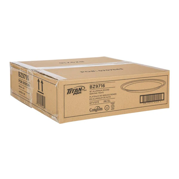 Titan 40.6 cm (16 in) Round Aluminum Embossed Catering Trays - Pack of 25  - Disposables, Restaurant Packaging and Take-Out Supplies - Canadian Distribution - Ships Free Within Canada on Orders Above CAD $199 - Image 3