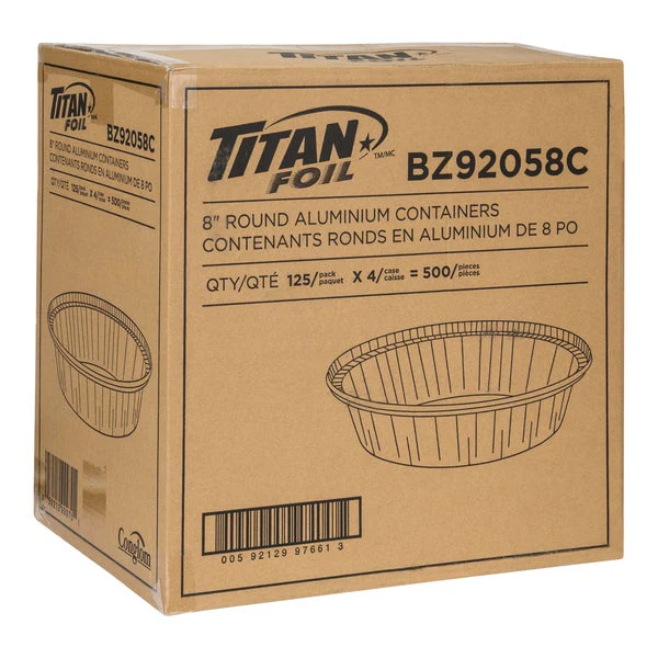 Titan 8" Round Aluminum Container - Pack of 500 - Disposables, Restaurant Packaging and Take-Out Supplies - Canadian Distribution - Ships Free Within Canada on Orders Above CAD $199 - Image 3