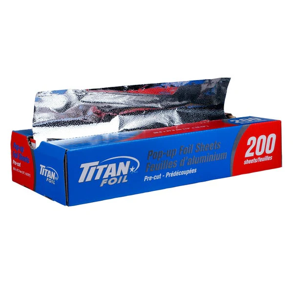 Titan Aluminum Foil Pop-up Sheets - 2 packs of 200  - Disposables, Restaurant Packaging and Take-Out Supplies - Canadian Distribution - Ships Free Within Canada on Orders Above CAD $199