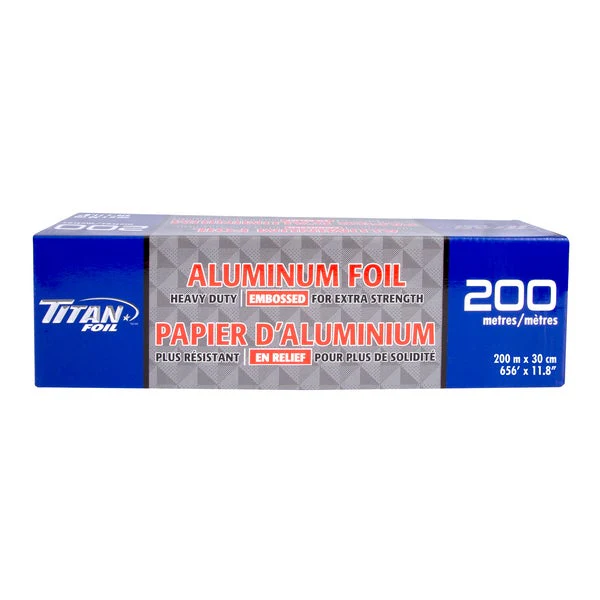 Titan Aluminum Foil Roll #2 - 30 cm Ă— 200 m - Disposables, Restaurant Packaging and Take-Out Supplies - Canadian Distribution - Ships Free Within Canada on Orders Above CAD $199