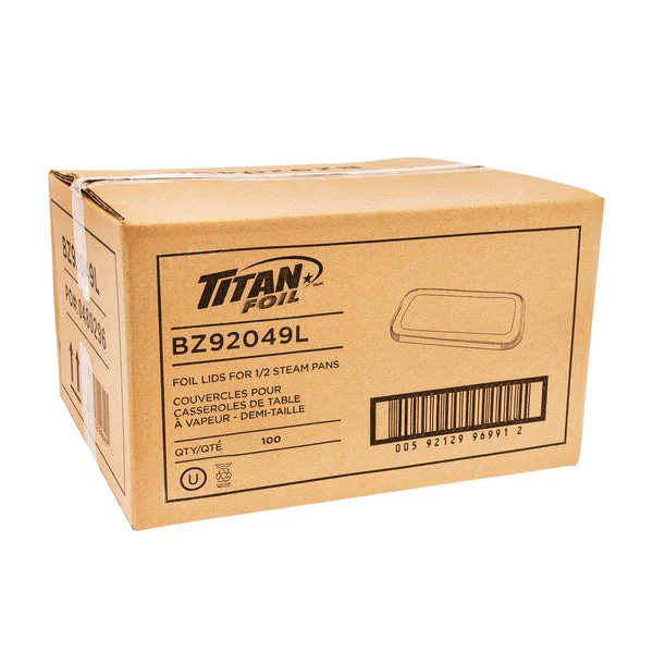Titan Aluminum Lids for Half-Steam Pan - Pack of 100  - Disposables, Restaurant Packaging and Take-Out Supplies - Canadian Distribution - Ships Free Within Canada on Orders Above CAD $199 - Image 2