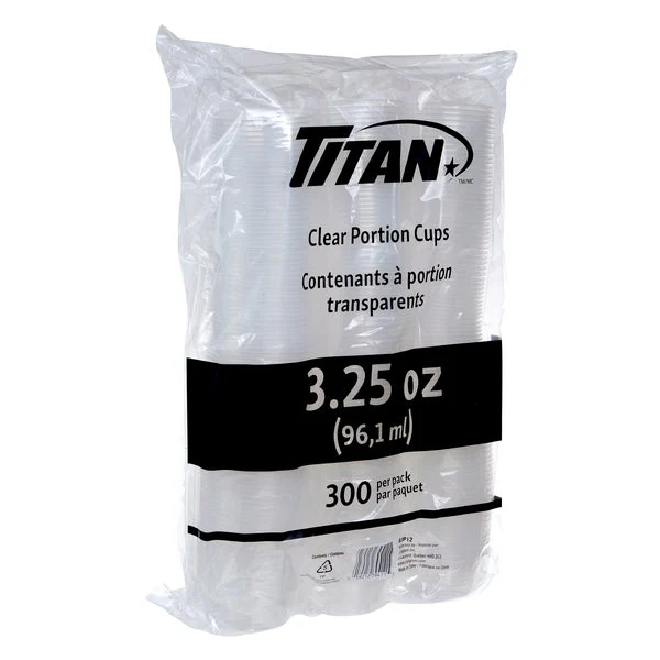 Titan Clear Plastic 3.25-oz Portion Cups - 4 packs of 300 - Disposables, Restaurant Packaging and Take-Out Supplies - Canadian Distribution - Ships Free Within Canada on Orders Above CAD $199 - Image 2