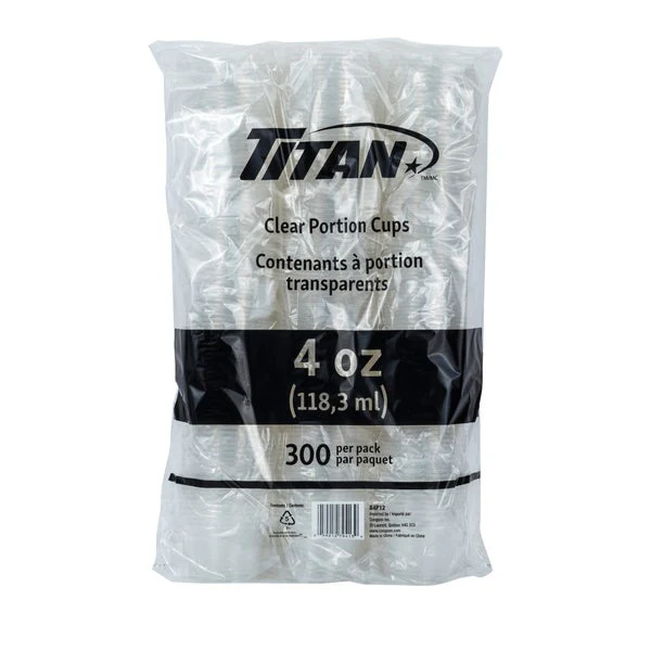 Titan Clear Plastic 4-oz Portion Cups - 4 packs of 300 - Disposables, Restaurant Packaging and Take-Out Supplies - Canadian Distribution - Ships Free Within Canada on Orders Above CAD $199