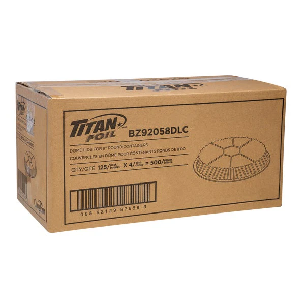Titan Plastic Dome Lids for 8-in Round Aluminum Container - Pack of 500 - Disposables, Restaurant Packaging and Take-Out Supplies - Canadian Distribution - Ships Free Within Canada on Orders Above CAD $199 - Image 3