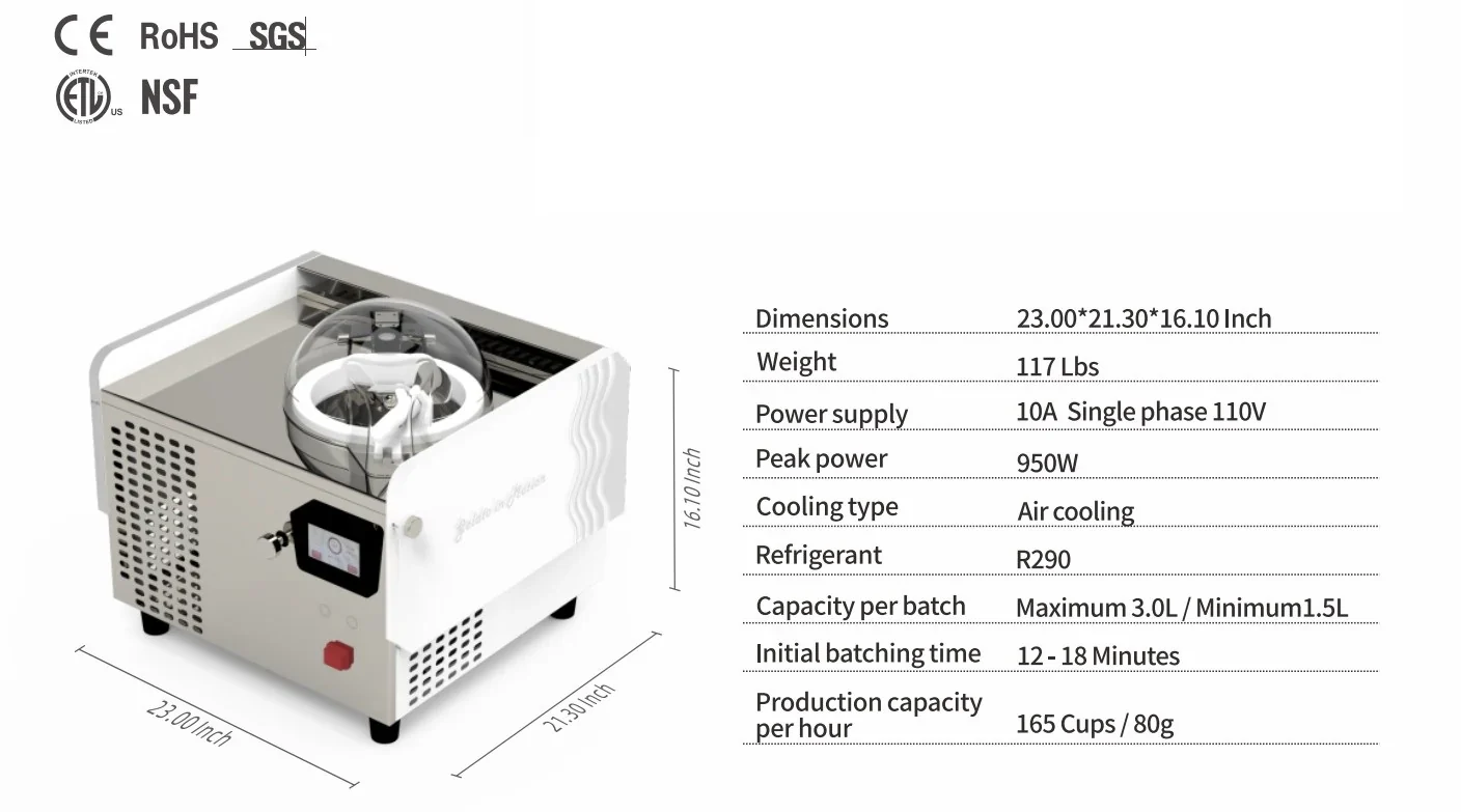 Commercial Gelato Ice Cream Maker, V1 Café Specialty, One Pot – Top Churn - Image 7