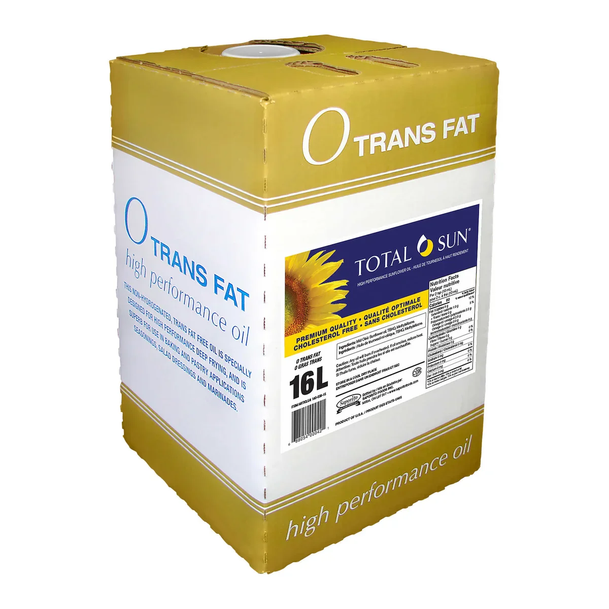 Total Sun High Performance Sunflower Oil - 2 x 16 L - Grocery and Food Items - Canadian Distribution - Ships Free Within Canada on Orders Above CAD $199