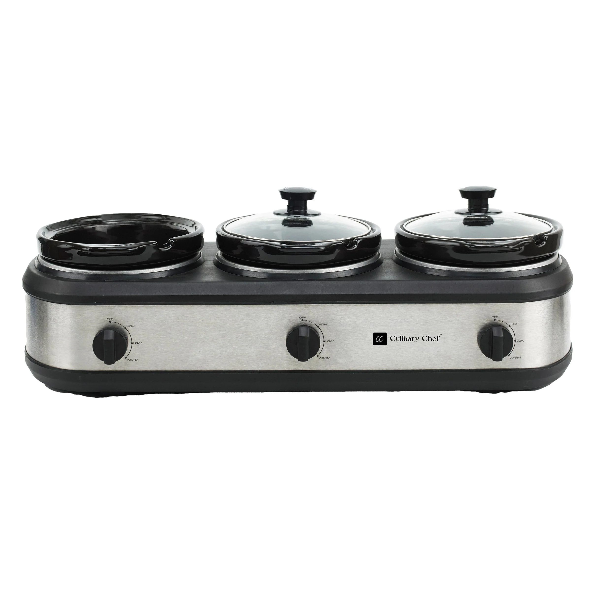 Triple Slow Cooker - 3 x 2.37 L (3 x 2.5 qt) - Stainless Steel - Culinary Chef - Restaurant Equipment and Smallwares - Canadian Distribution