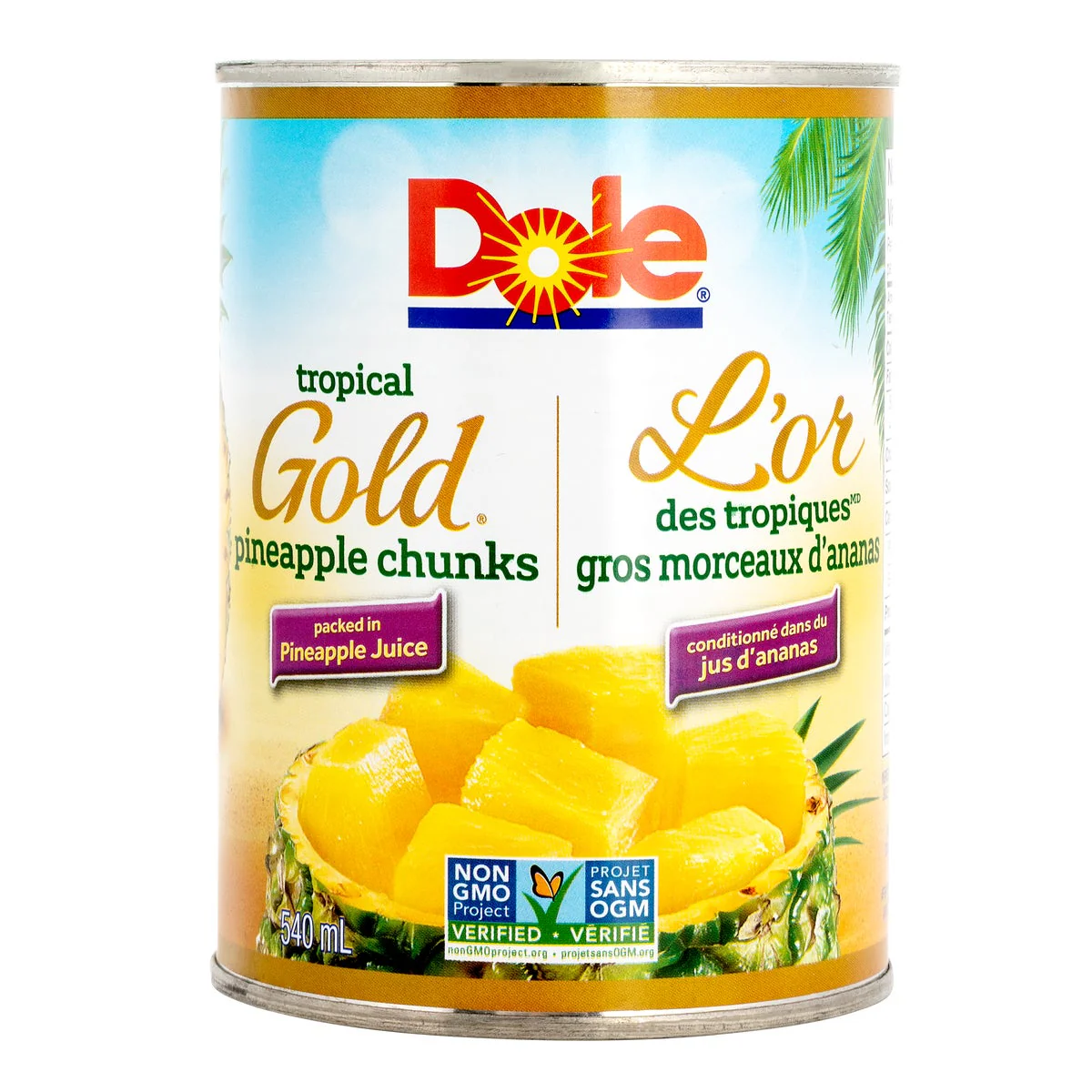 Tropical Gold Pineapple Chunks - 4 Cases x 6 Cans x 540 mL - Dole - Canadian Distribution - Ships Free Within Canada on Orders Above CAD $199