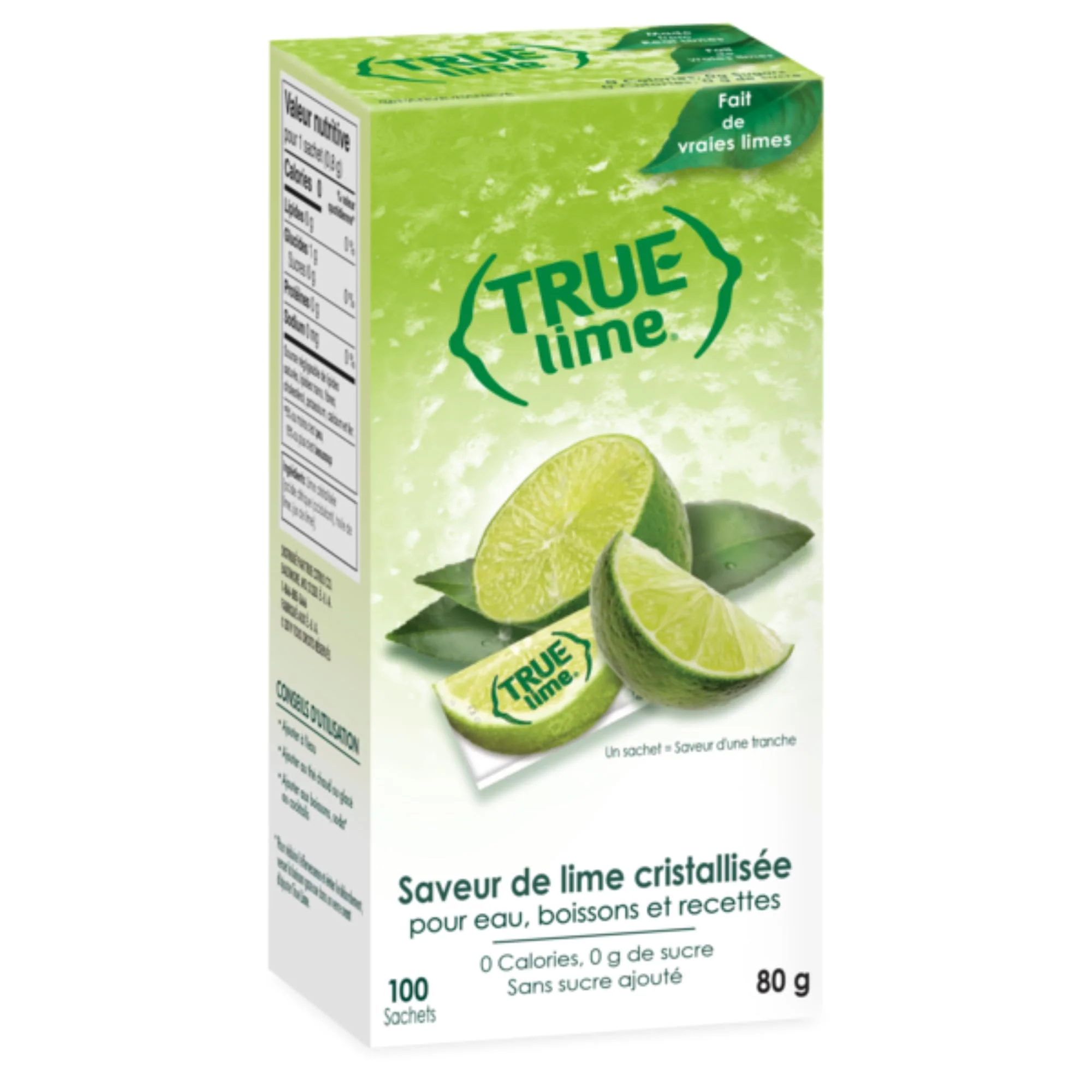 True Lime – Water Enhancer – Single-Serve Packets – 100 Count - Canadian Distribution - Ships Free Within Canada on Orders Above CAD $199
