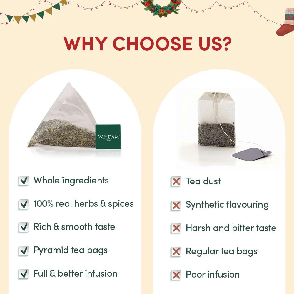 VAHDAM โ Christmas Tea Bags Gift Set โ 24 Flavours โ 24 Bags - Canadian Distribution - Ships Free Within Canada on Orders Above CAD $199 - Image 3