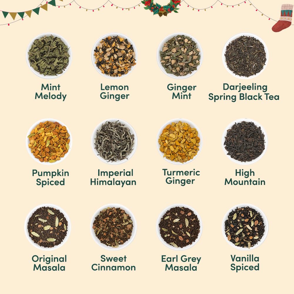 VAHDAM โ Christmas Tea Bags Gift Set โ 24 Flavours โ 24 Bags - Canadian Distribution - Ships Free Within Canada on Orders Above CAD $199 - Image 8