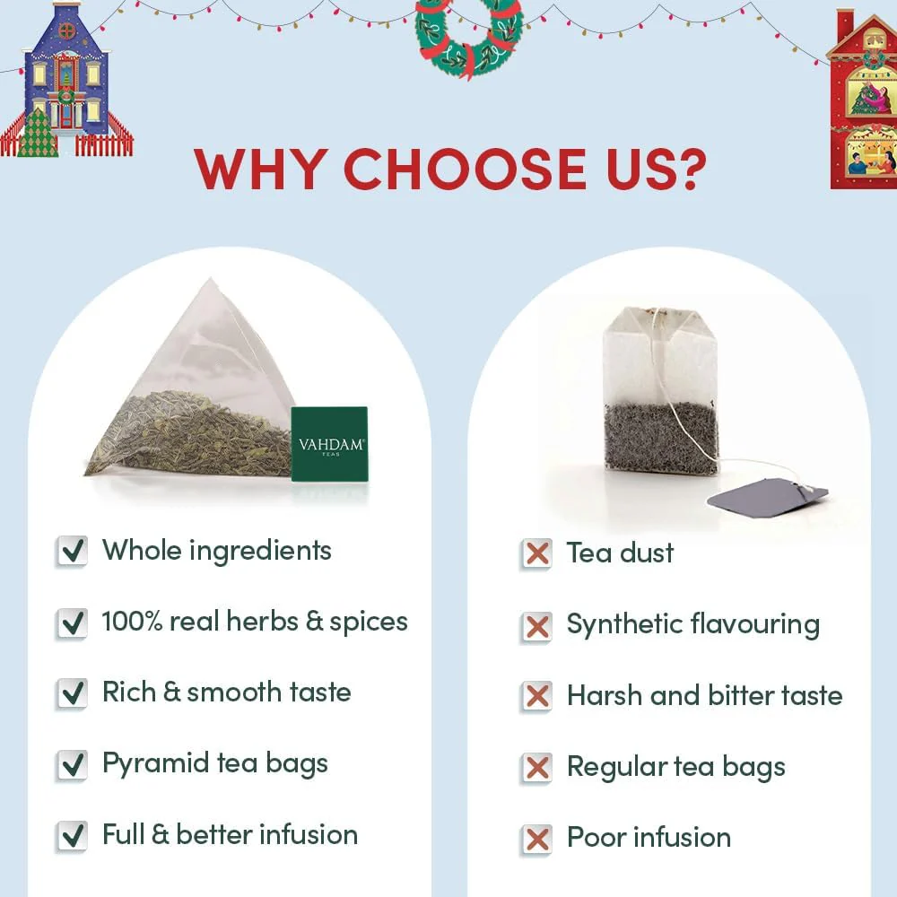 Vahdam โ Christmas Tea Gift Set โ 24 Flavours โ 120 Pyramid Bags - Canadian Distribution - Ships Free Within Canada on Orders Above CAD $199 - Image 5