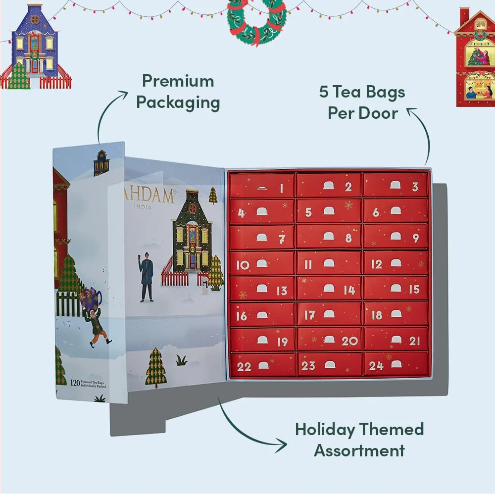 Vahdam โ Christmas Tea Gift Set โ 24 Flavours โ 120 Pyramid Bags - Canadian Distribution - Ships Free Within Canada on Orders Above CAD $199 - Image 6