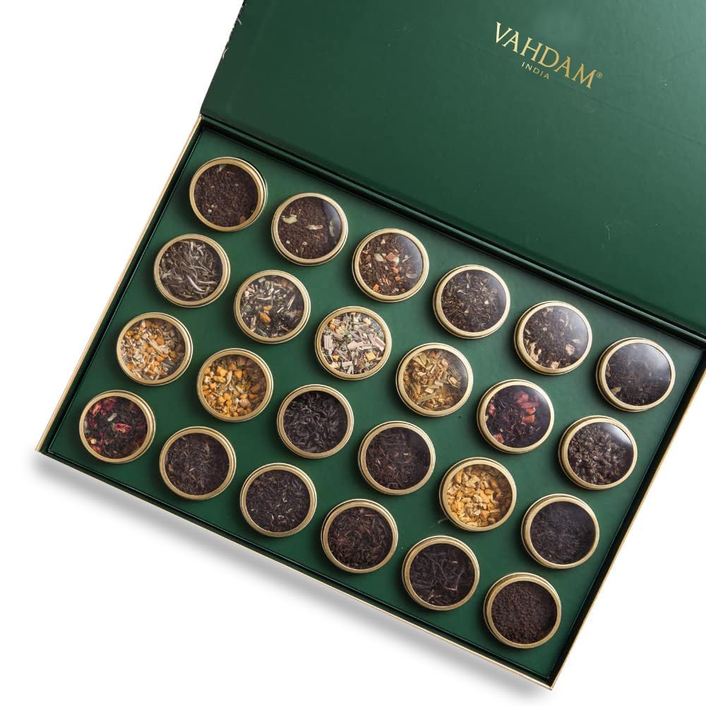 VAHDAM โ Tea Gift Set โ 24 Loose Leaf Teas โ Luxury Tin Caddies - Canadian Distribution - Ships Free Within Canada on Orders Above CAD $199