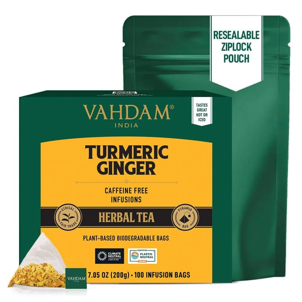 VAHDAM โ Turmeric Ginger Tea โ Herbal Pyramid Tea Bags โ 100 ct - Canadian Distribution - Ships Free Within Canada on Orders Above CAD $199 - Image 6