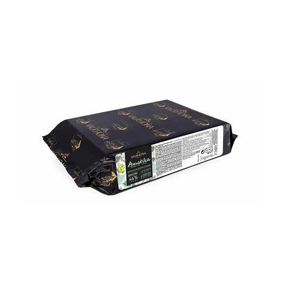VALRHONA Amatika 46% – Vegan Milk Chocolate Block (3kg) - 3kg - Canadian Distribution - Ships Free Within Canada on Orders Above CAD $199