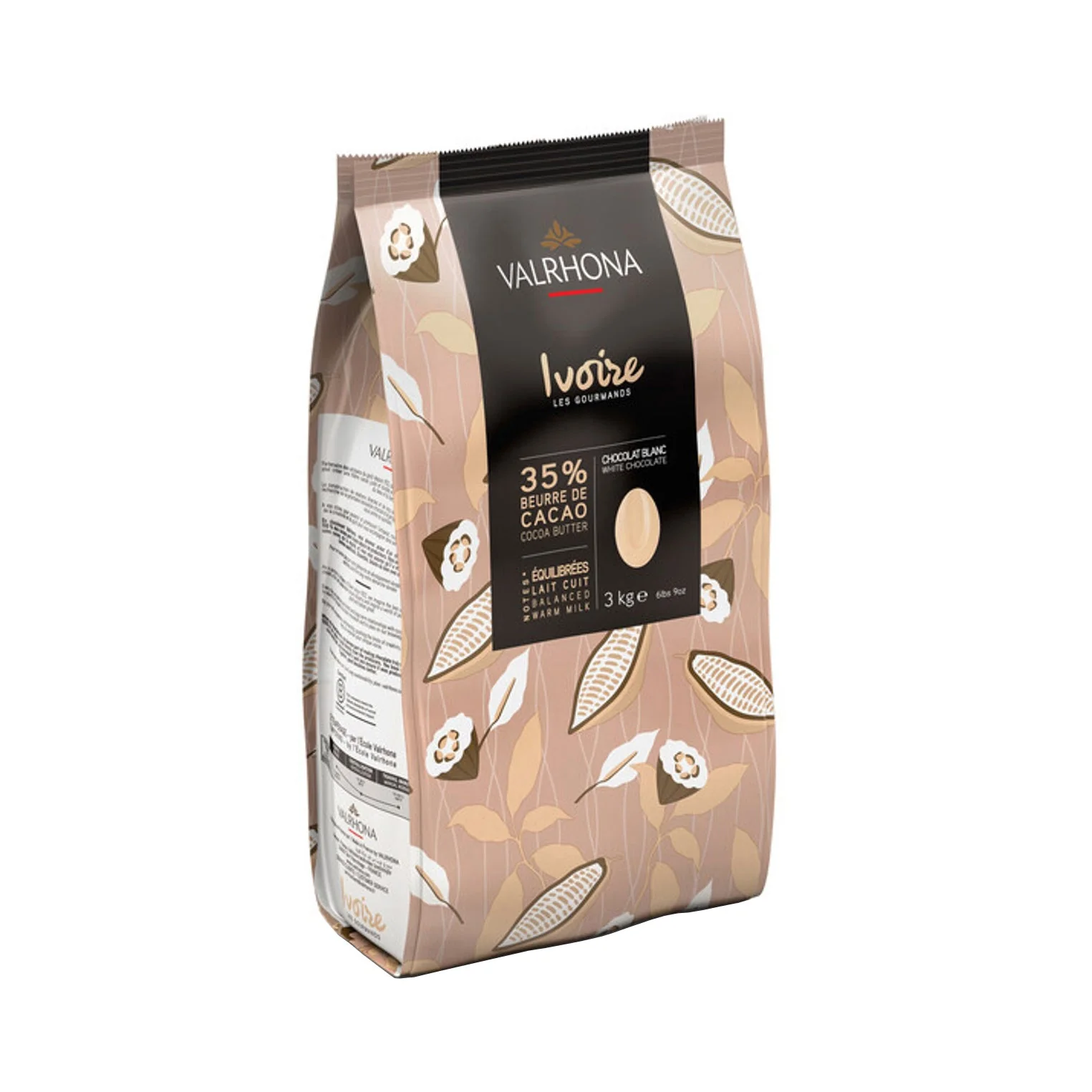 VALRHONA Ivoire 35% – White Chocolate Couverture - 3kg - Canadian Distribution - Ships Free Within Canada on Orders Above CAD $199