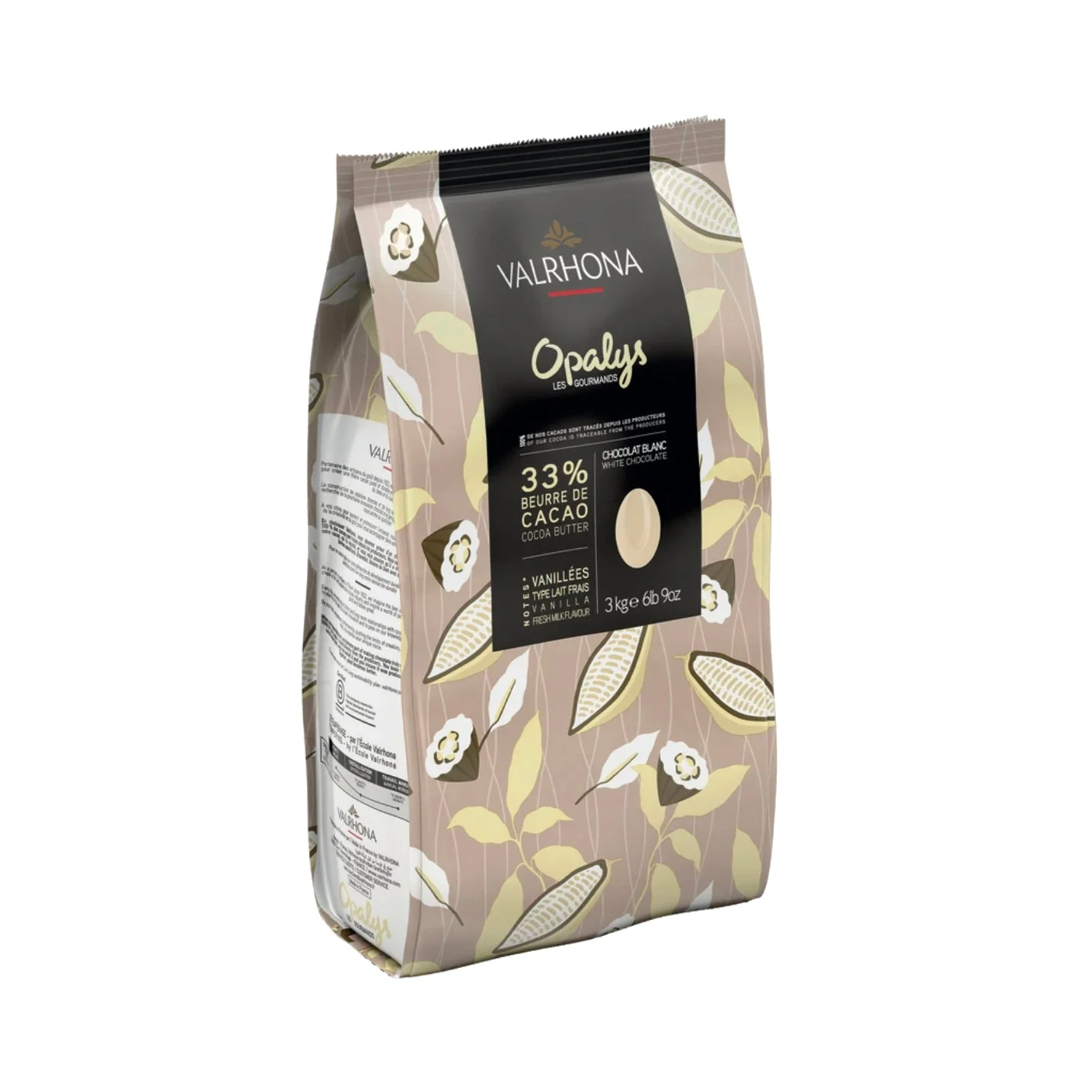 VALRHONA Opalys 33% – White Chocolate Couverture - 3kg - Canadian Distribution - Ships Free Within Canada on Orders Above CAD $199