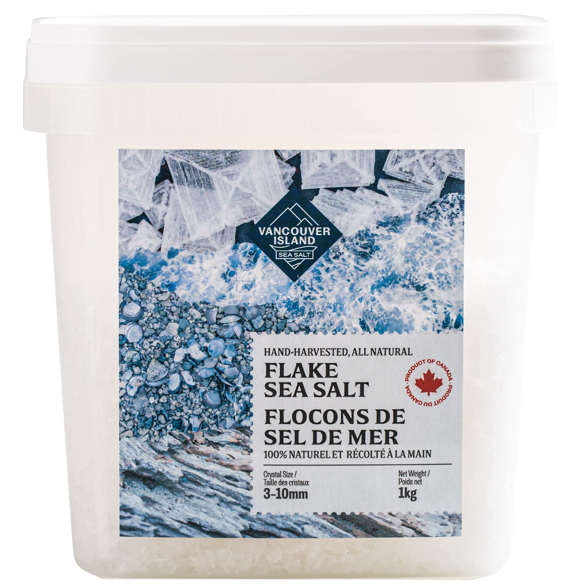 Vancouver Island Salt โ Large Salt Flakes โ Sea Salt โ 1kg - Canadian Distribution - Ships Free Within Canada on Orders Above CAD $199