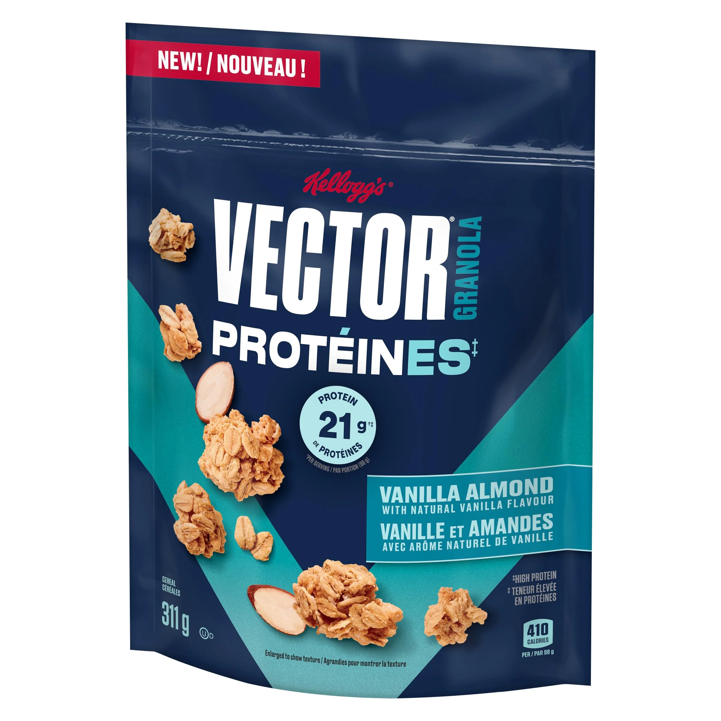 Vector Vanilla Almond Granola Cereal 2 x 311g – High Protein & High Fibre - Canadian Distribution - Ships Free Within Canada on Orders Above CAD $199 - Image 3